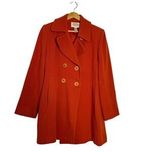 Talbots Coat Womens 4 Orange Wool Peacoat Fall Business Career‎ Classic Winter